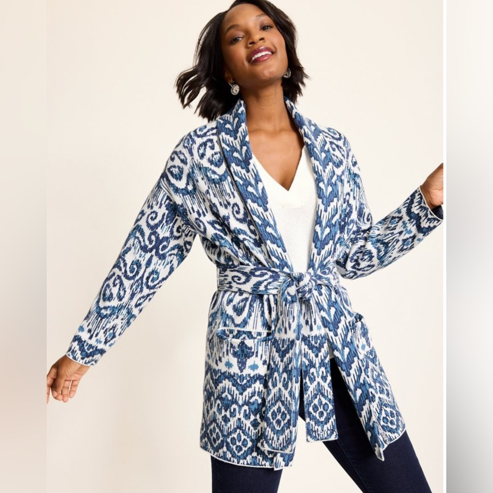 TOMMY BAHAMA Ikat Patterned Cardigan Sweater